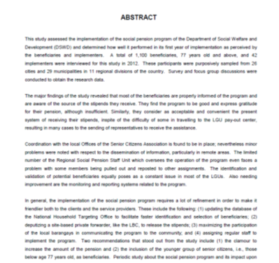 Assessment of the DSWD Social Pension Program Implementation