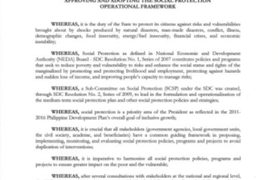 NEDA-SDC Resolution No. 3 series of 2012: Approving and Adopting the SP Operational Framework