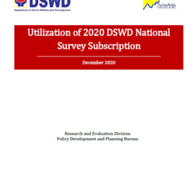 Utilization of 2020 DSWD National Survey Subscription