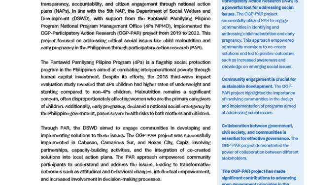 Empowering Governance: Insights from DSWD OGP-PAR